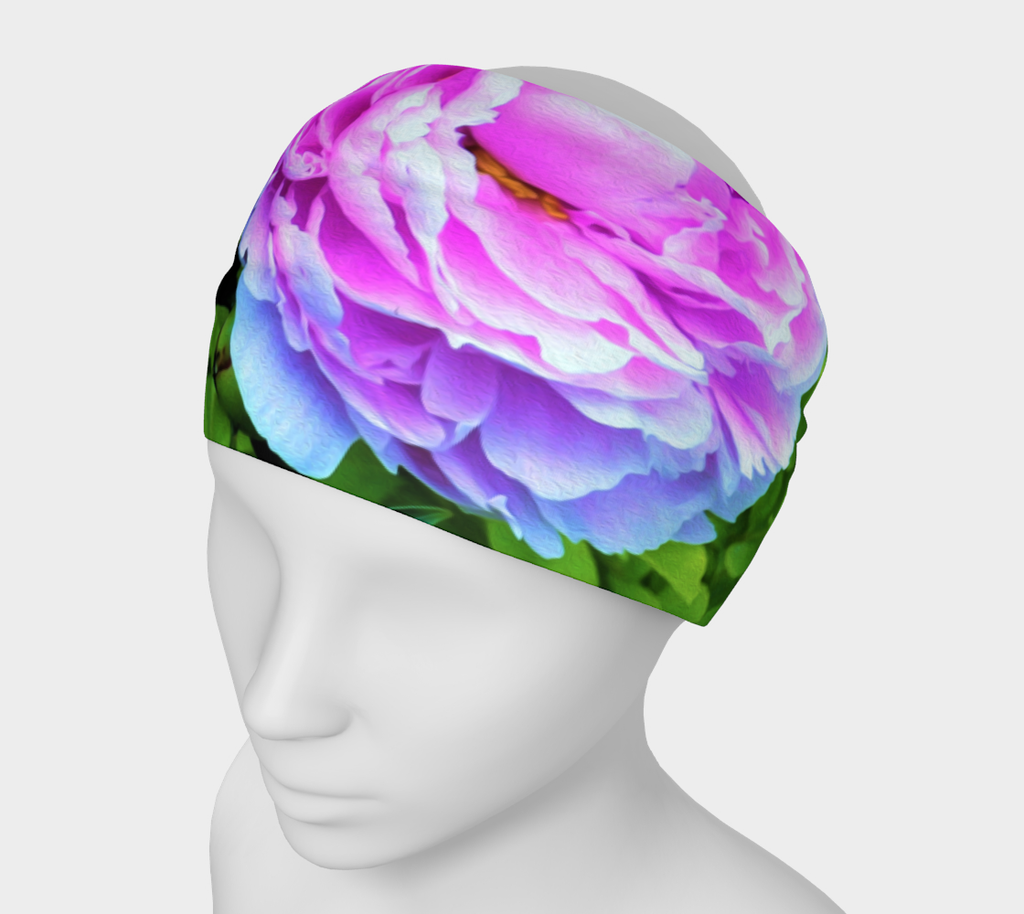 Headbands for Women, Pink Peony and Golden Privet Hedge Garden