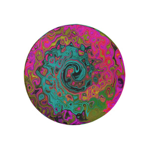 Spare Tire Covers, Trippy Turquoise Abstract Retro Liquid Swirl - Small