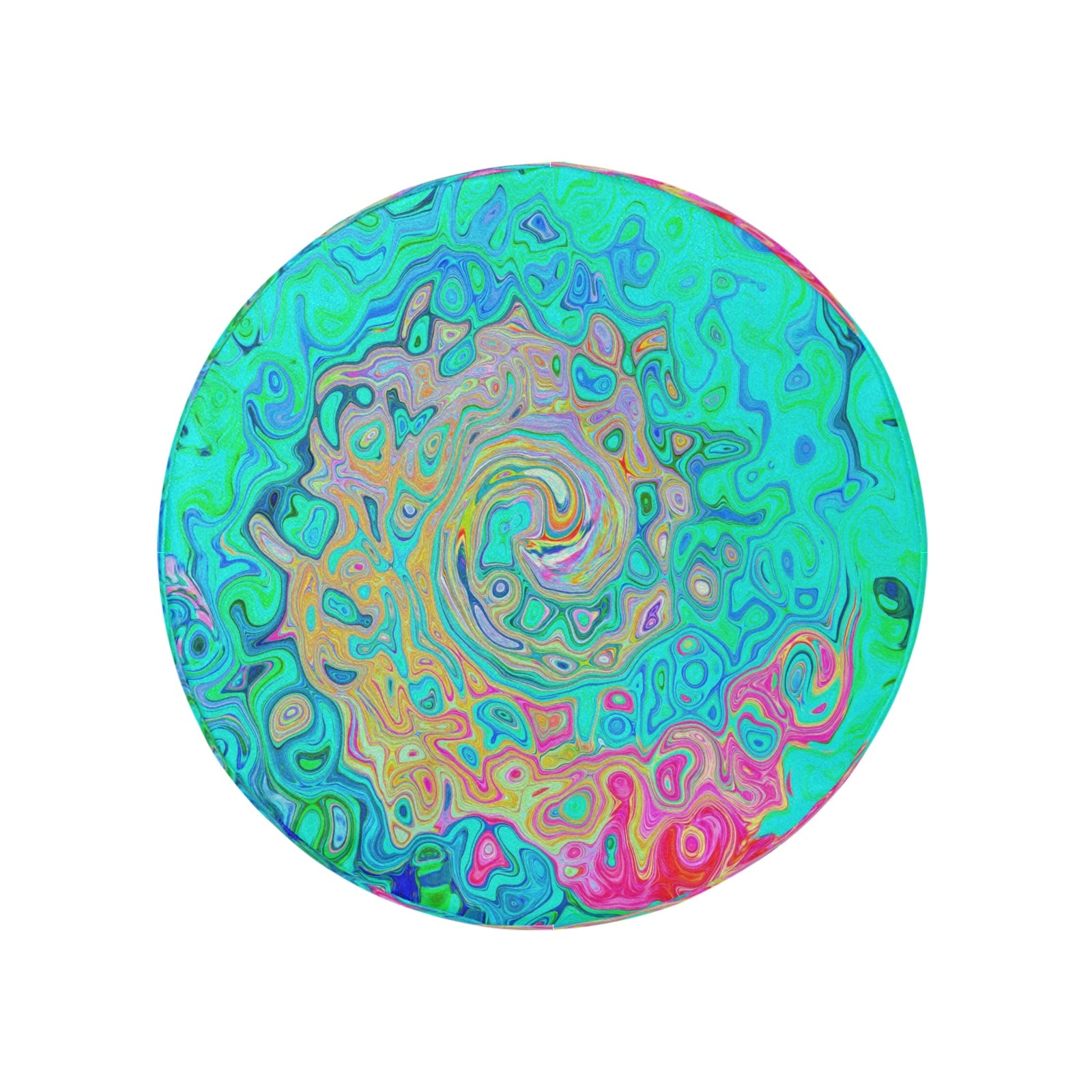 Spare Tire Covers - Medium, Groovy Abstract Retro Rainbow Liquid Swirl