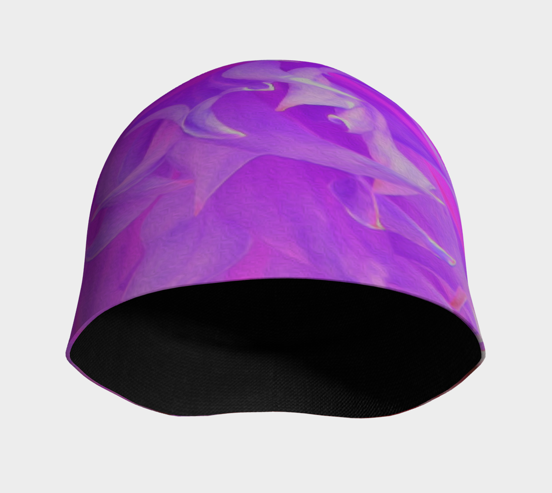 Beanie Hat, Elegant Ultra-Violet Decorative Dahlia Flower