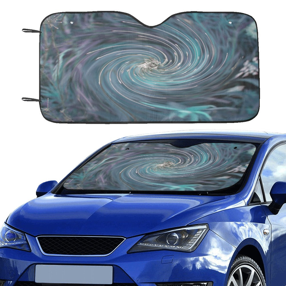 Auto Sun Shades, Cool Abstract Retro Black and Teal Cosmic Swirl