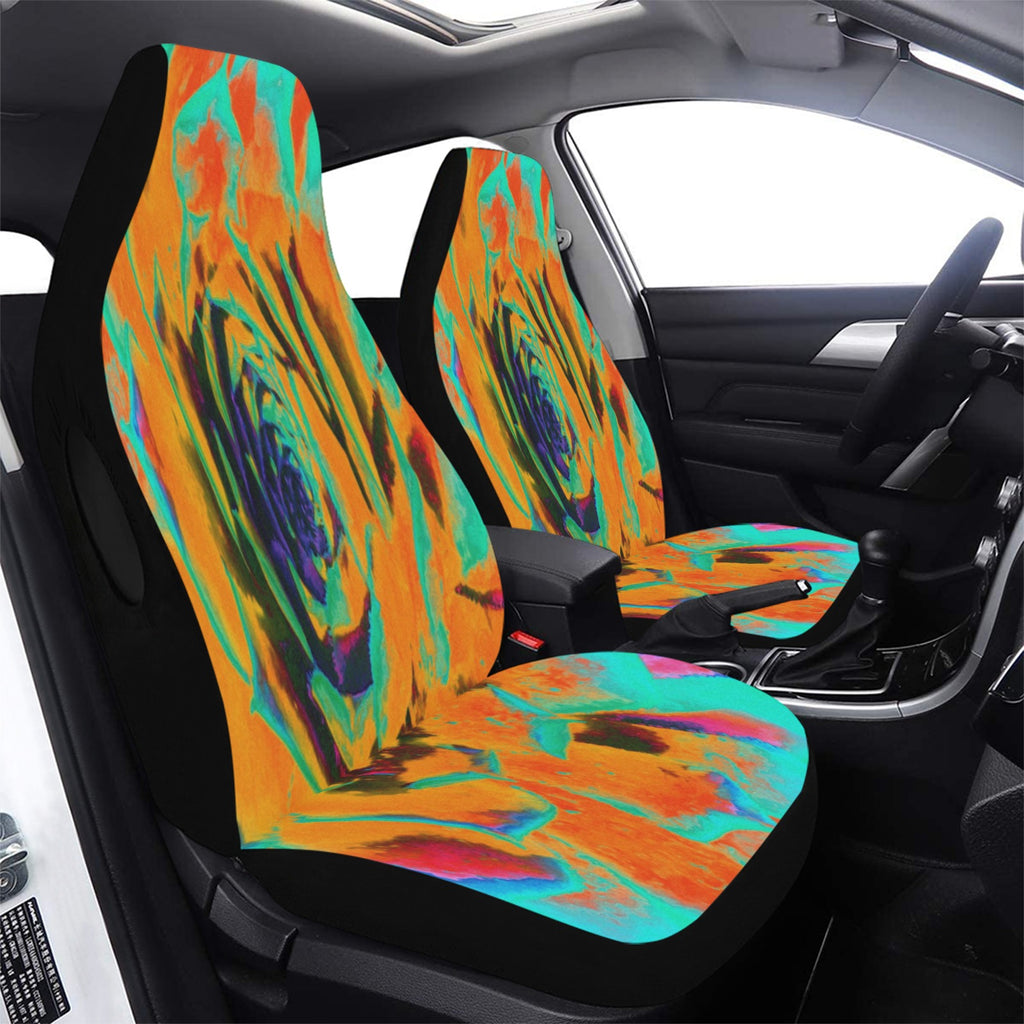 Car Seat Covers, Aquamarine and Orange Succulent Sedum Rosette