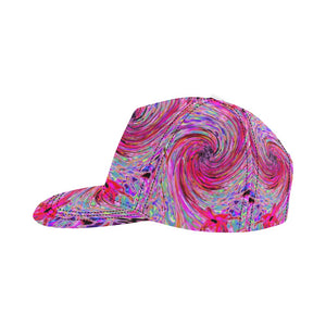 Snapback Hats, Cool Abstract Retro Hot Pink and Red Floral Swirl