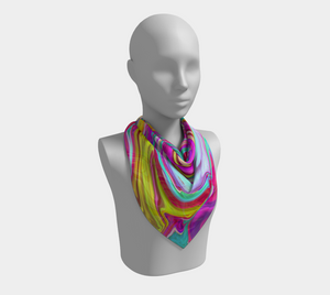 Square Scarves for Women, Colorful Fiesta Swirl Retro Abstract Design