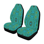 Car Seat Covers, Trippy Retro Turquoise Chartreuse Abstract Pattern