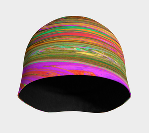 Beanie Hats, Groovy Abstract Retro Orange and Green Swirl