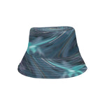 Bucket Hats - Cool Abstract Retro Black and Teal Cosmic Swirl
