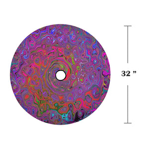 Spare Tire Cover with Backup Camera Hole - Psychedelic Groovy Magenta Retro Liquid Swirl - Medium