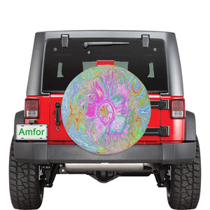 Spare Tire Covers, Psychedelic Hot Pink and Ultra-Violet Hibiscus - Medium