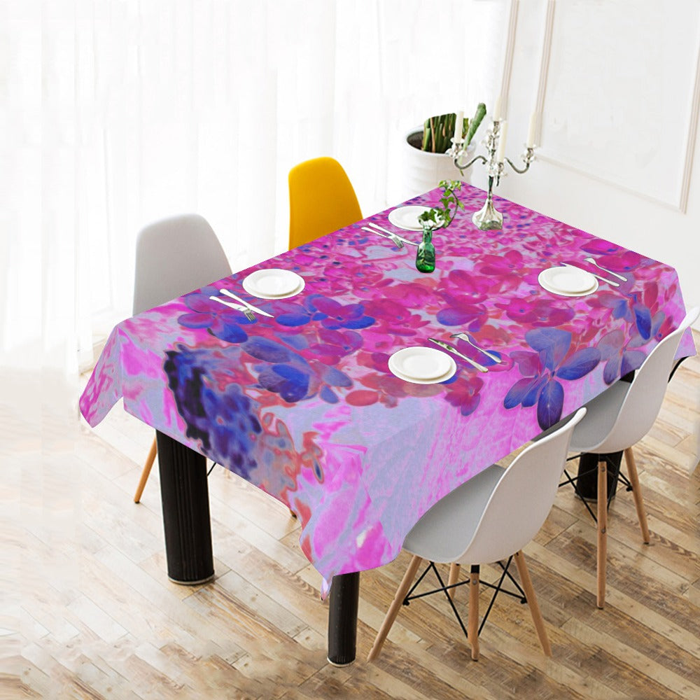 Tablecloths for Rectangle Tables, Elegant Fuchsia and Dark Blue Limelight Hydrangea