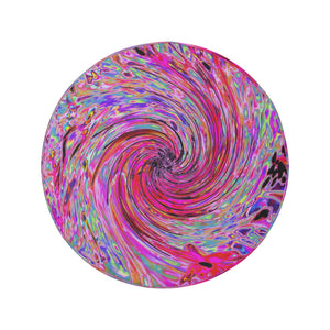 Spare Tire Covers, Cool Abstract Retro Hot Pink and Red Floral Swirl - Large