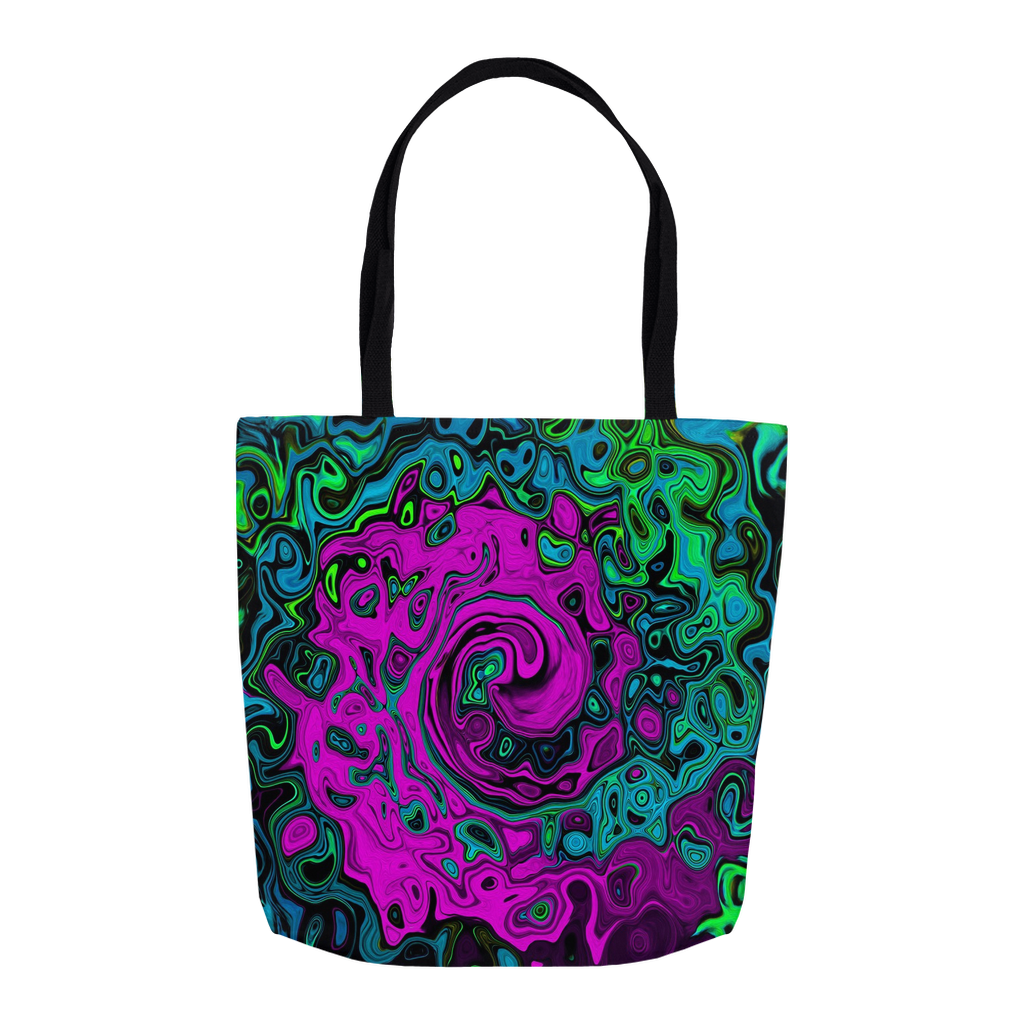 Tote Bags, Bold Magenta Abstract Groovy Liquid Art Swirl