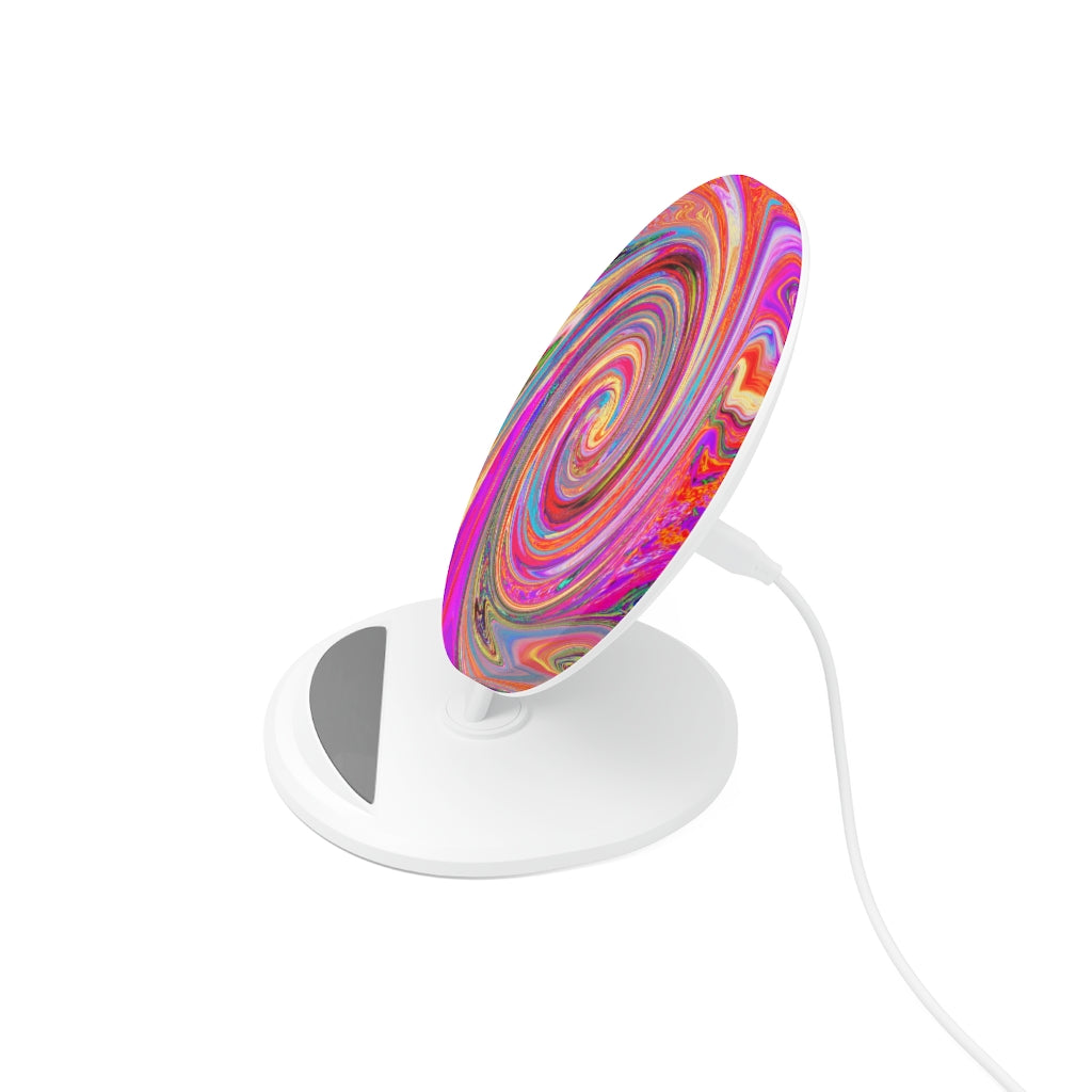Induction Charger, Colorful Rainbow Swirl Retro Abstract Design