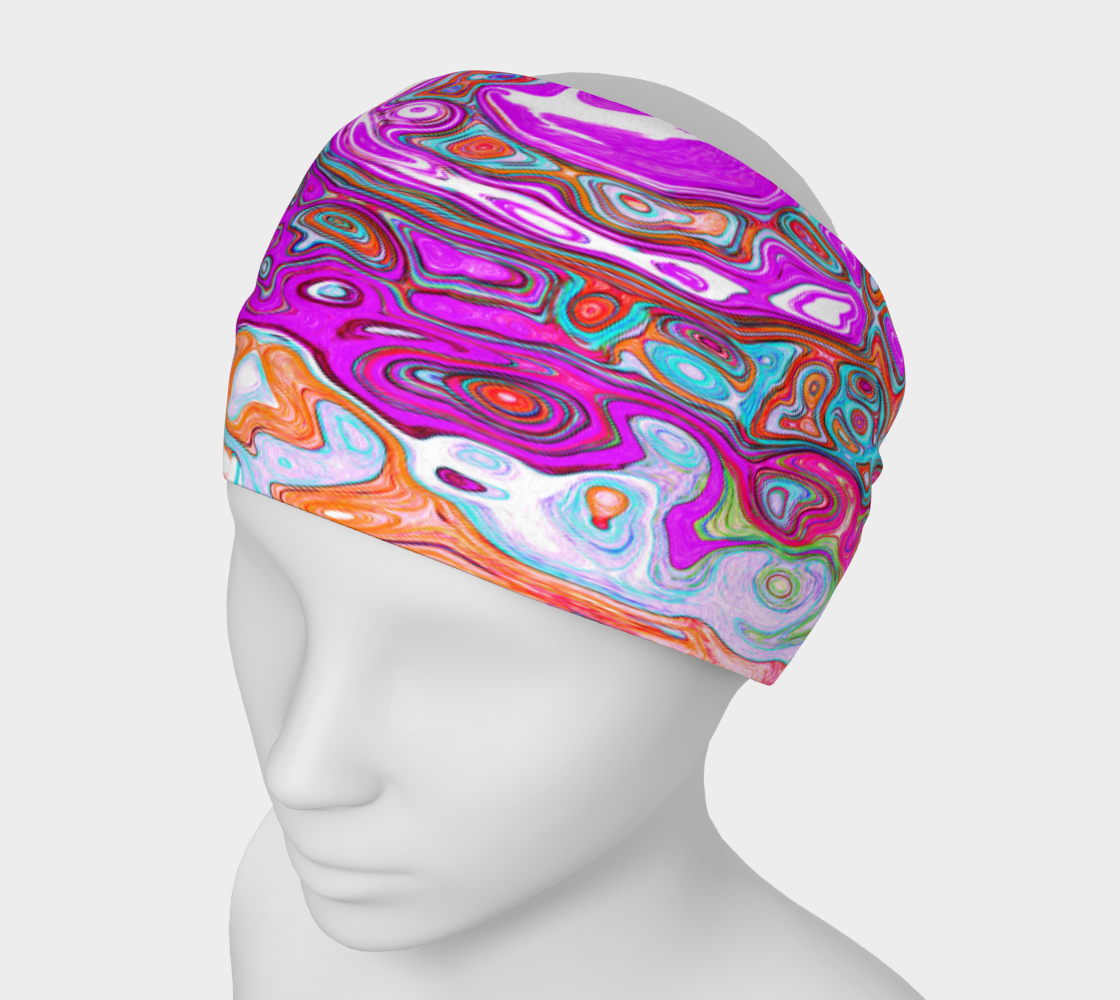 Headband - Purple and Orange Groovy Abstract Retro Liquid Swirl