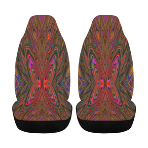 Car Seat Covers, Abstract Trippy Orange and Magenta Butterfly