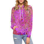 Hoodies for Women and Teens, Hot Pink Marbled Colors Abstract Retro Swirl