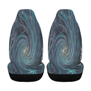 Car Seat Covers, Cool Abstract Retro Black and Teal Cosmic Swirl