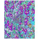 Posters for Room Aesthetic, Aqua Garden with Violet Blue and Hot Pink Flowers
