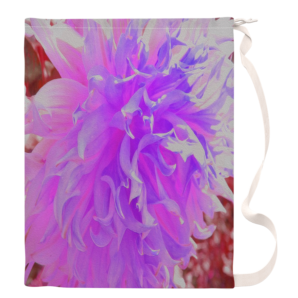 Large Laundry Bags, Elegant Ultra-Violet Decorative Dahlia Flower