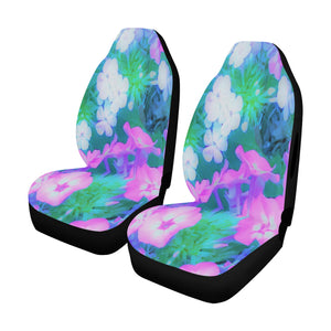Car Seat Covers, Pink, Green, Blue and White Garden Phlox Flowers