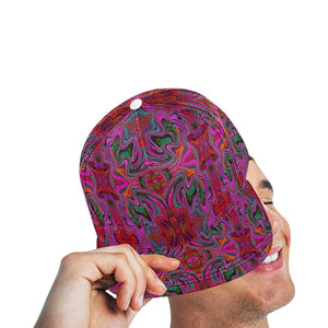 Snapback Hats, Cool Trippy Magenta, Red and Green Wavy Pattern