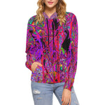 Hoodies for Women, Trippy Abstract Rainbow Oriental Lily Flowers