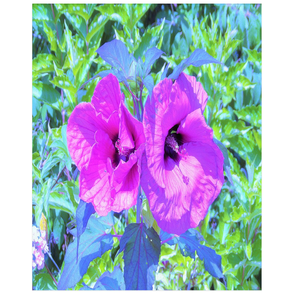 Posters for Girls Room, Ultra-Violet Plum Crazy Purple Hibiscus Flowers
