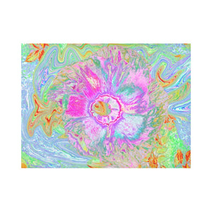 Cloth Placemats Set, Psychedelic Hot Pink and Ultra-Violet Hibiscus