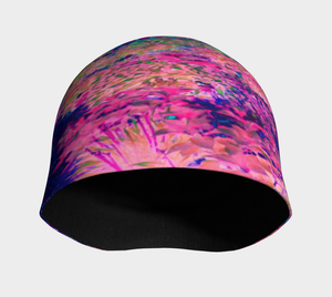 Beanie Hats for Women, Impressionistic Purple and Hot Pink Garden Landscape