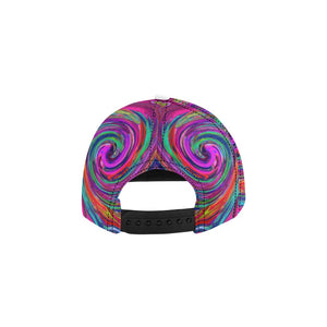 Snapback Hats, Groovy Abstract Retro Magenta Dark Rainbow Swirl