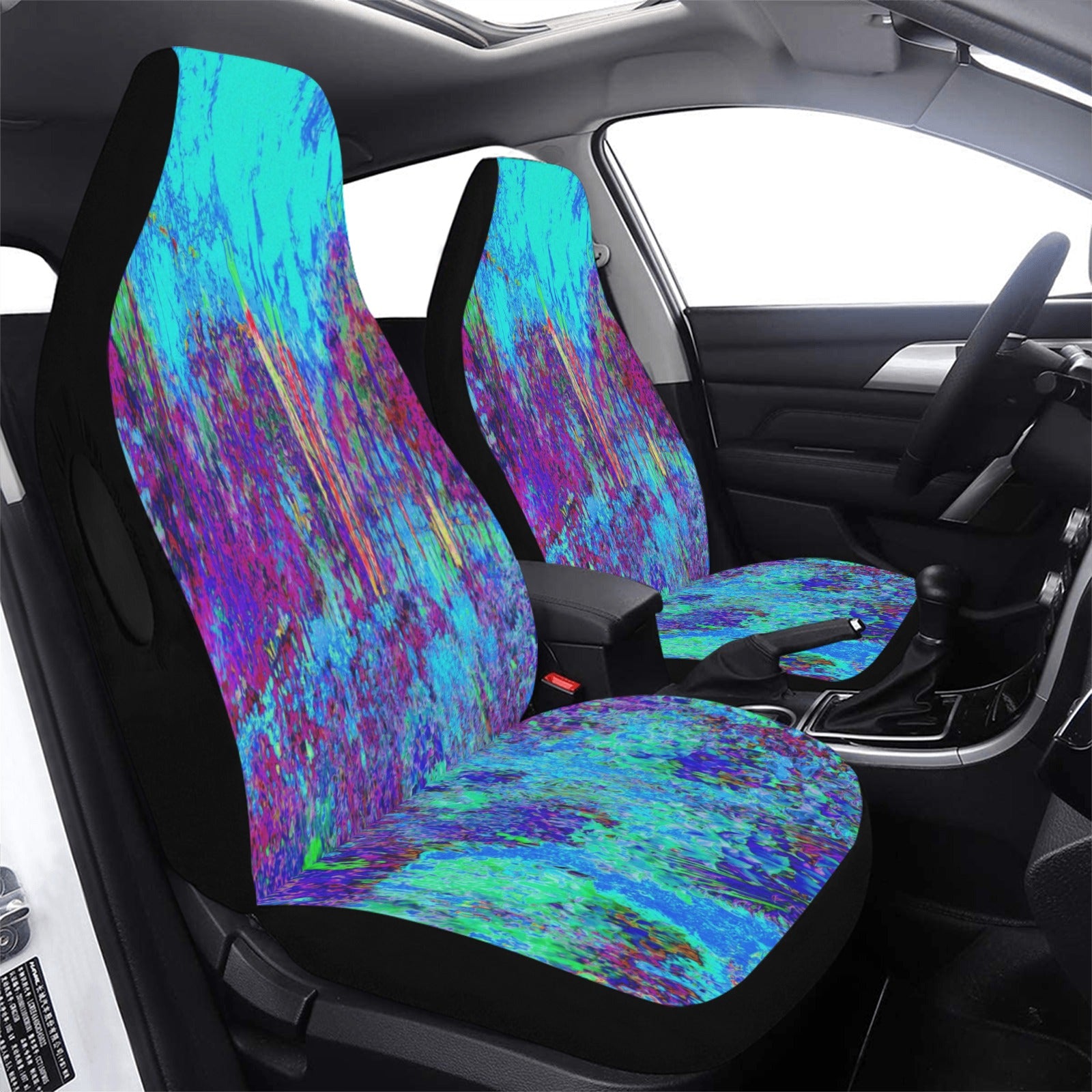 Car Seat Covers, Psychedelic Impressionistic Blue Garden Landscape