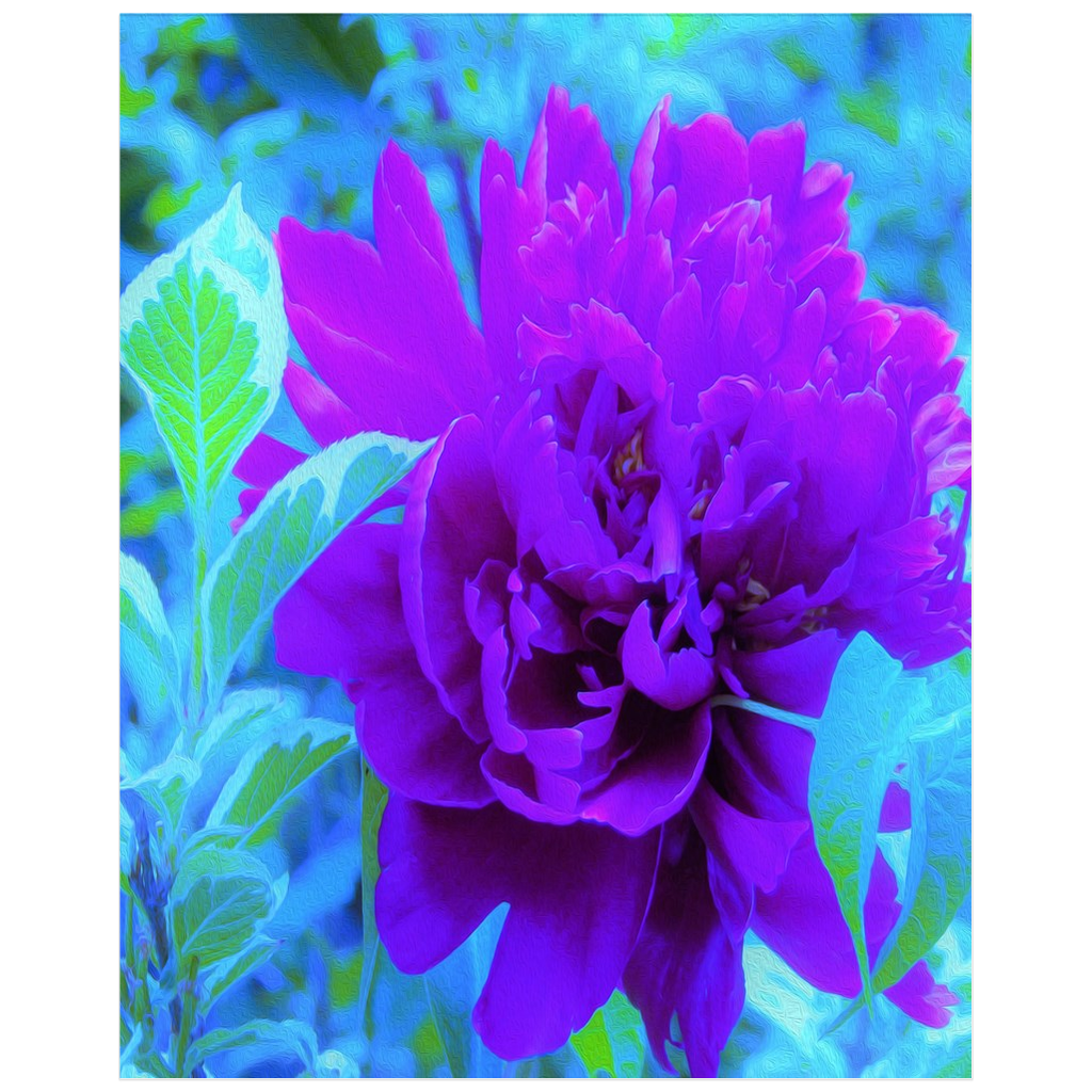 Posters, Moody Purple Peony with Beautiful Foliage - Vertical