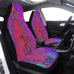 Car Seat Covers, Trippy Red and Purple Abstract Retro Liquid Swirl