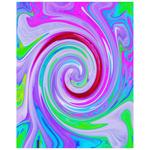 Posters, Groovy Abstract Red Swirl on Purple and Pink - Vertical