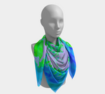 Square Scarves for Women, Abstract Pincushion Flower in Lavender and Green