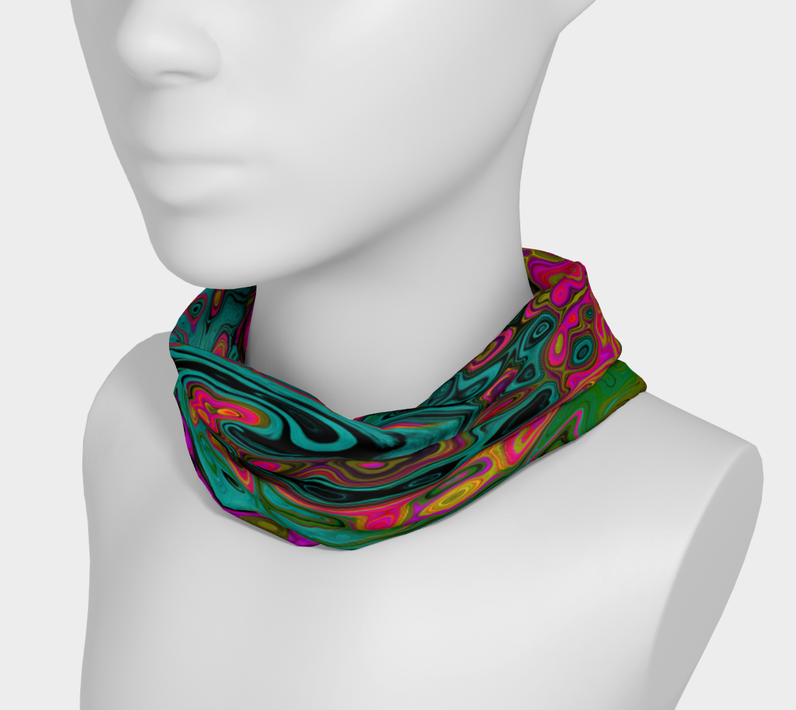 Wide Fabric Headbands, Trippy Turquoise Abstract Retro Liquid Swirl