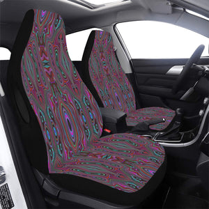 Car Seat Covers, Trippy Seafoam Green and Magenta Abstract Pattern