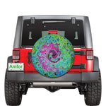Spare Tire Covers, Hot Pink and Blue Groovy Abstract Retro Liquid Swirl - Small