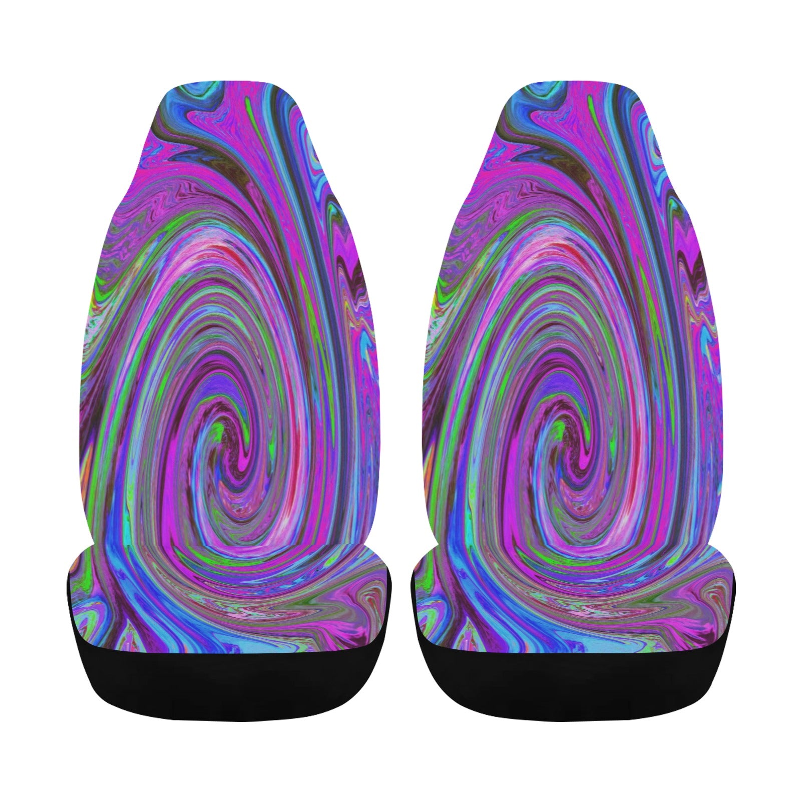Car Seat Covers, Colorful Magenta Swirl Retro Abstract Design