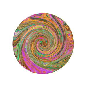Spare Tire Covers - Groovy Abstract Retro Orange and Green Swirl - Medium