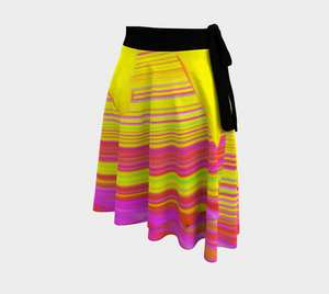 Wrap Skirts for Women, Yellow Sunflower on a Psychedelic Swirl