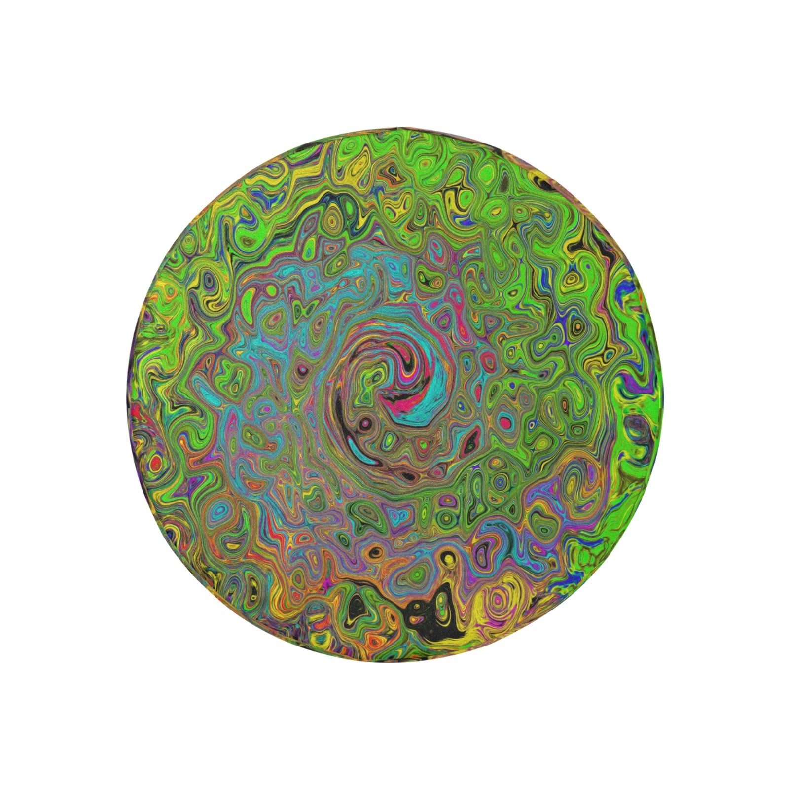 Spare Tire Covers, Groovy Abstract Retro Lime Green and Blue Swirl - Small