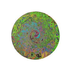 Spare Tire Covers, Groovy Abstract Retro Lime Green and Blue Swirl - Small