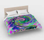 Artsy Duvet Covers, Groovy Abstract Aqua and Navy Lava Swirl