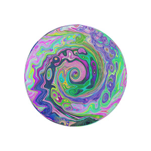 Spare Tire Covers, Groovy Abstract Aqua and Navy Lava Swirl - Small