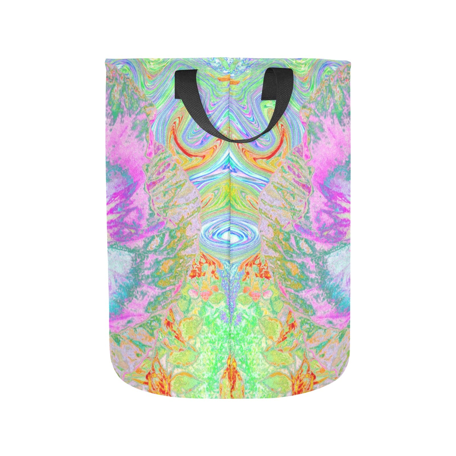Fabric Laundry Basket with Handles, Psychedelic Hot Pink and Ultra-Violet Hibiscus