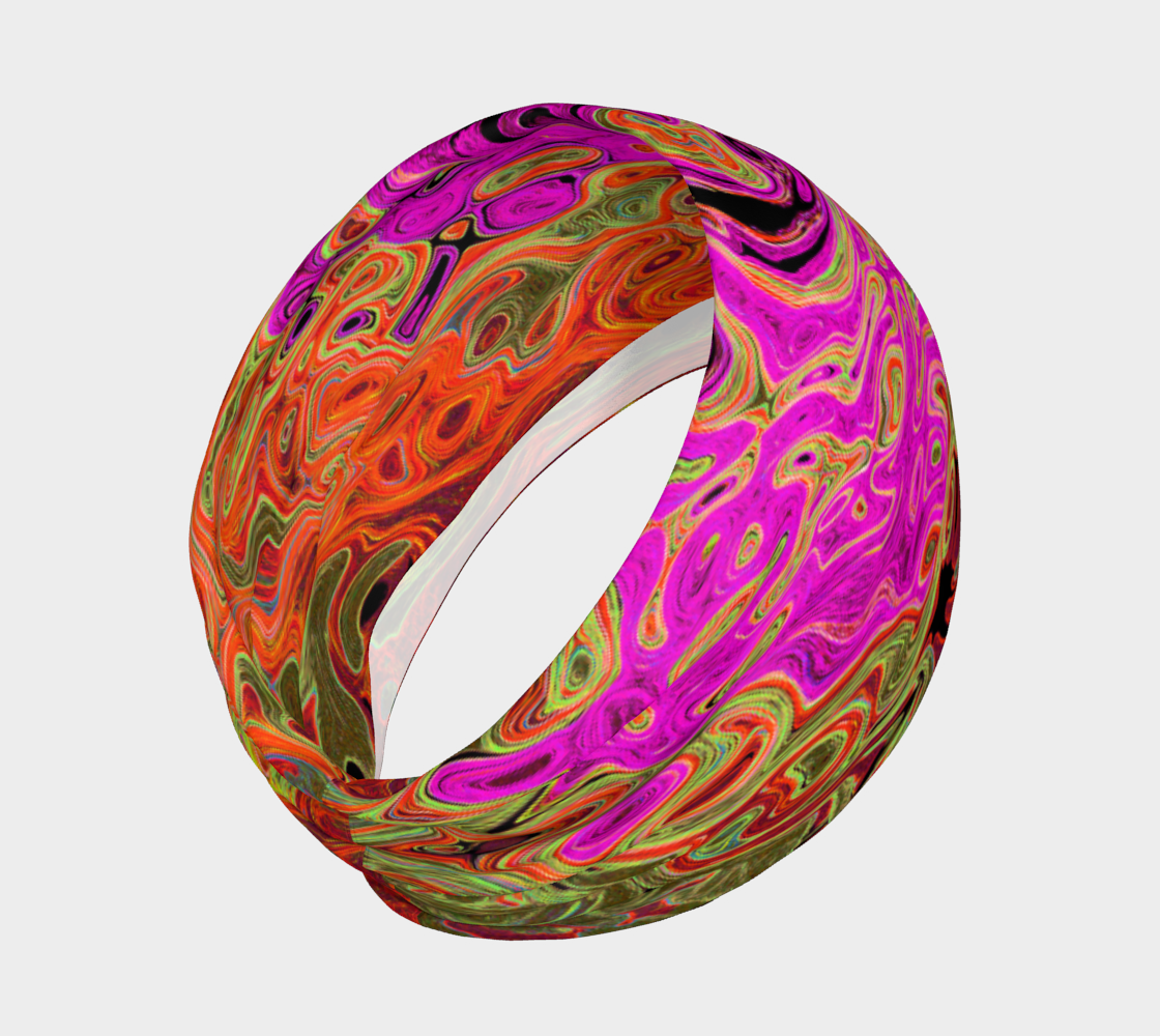 Headband - Hot Pink Groovy Abstract Retro Liquid Swirl