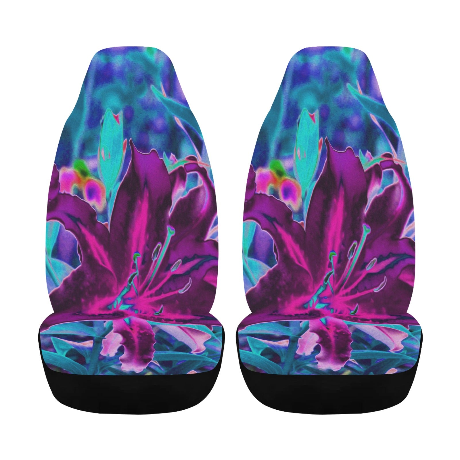 Car Seat Covers, Purple and Hot Pink Abstract Oriental Lily Flowers