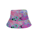 Bucket Hats - Pink and Lime Green Groovy Abstract Retro Swirl