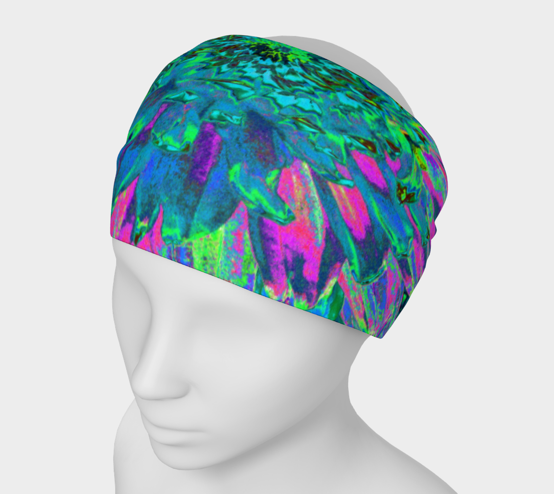 Headbands for Women, Psychedelic Magenta, Aqua and Lime Green Dahlia